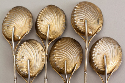 Rare Set of Liberty & Co. Japanese Sterling Silver Octopus Teaspoons (Set of 6) - Sadajiro of Musashiya. 