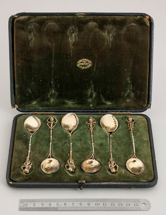 Rare Set of Liberty & Co. Japanese Sterling Silver Octopus Teaspoons (Set of 6) - Sadajiro of Musashiya. 