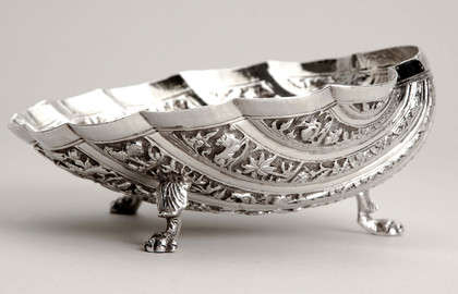 Antique Indian Raj Period Silver Scallop Shell Dish