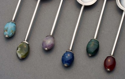 Liberty Silver Coffee Spoon set (6) - Semi Precious stones