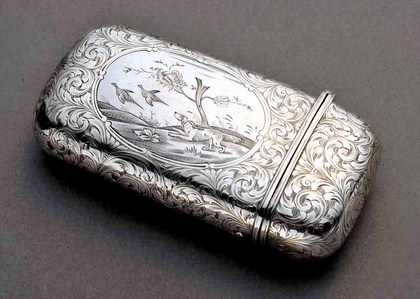 Nathaniel Mills Silver Cigar Case - Hunting scene