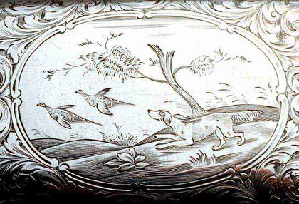 Nathaniel Mills Silver Cigar Case - Hunting scene