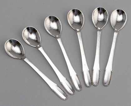 Georg Jensen Beaded Pattern Mocha Spoons (Set of 6) - Kugle # 7
