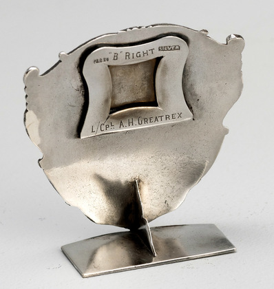 Indian Colonial Silver Viceroys Shield Trophy Menu Holder - J. Boseck & Co.