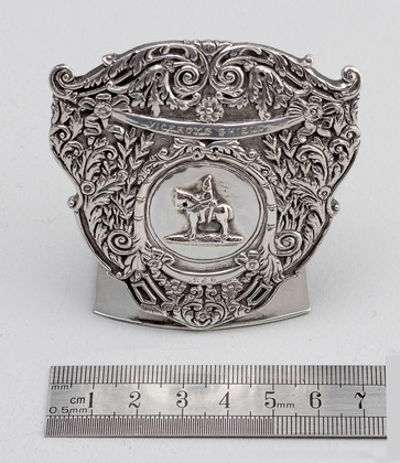 Indian Colonial Silver Viceroys Shield Trophy Menu Holder - J. Boseck & Co.
