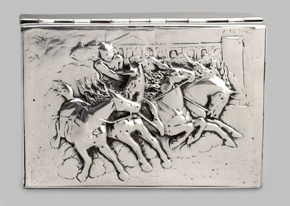 Victorian Silver Horse Chariot Racing Table Box - George Lambert, Robert Stocker, Quadriga, Apollo