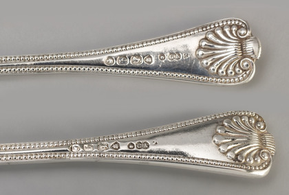 Rare Old English Military Bead & Shell Pattern Spoon & Fork