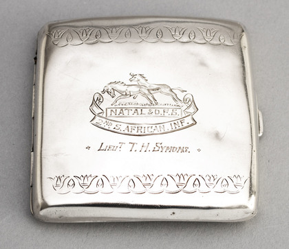 2nd. South African Infantry Silver Cigarette Case - Lieutenant Symons, Delville Wood 