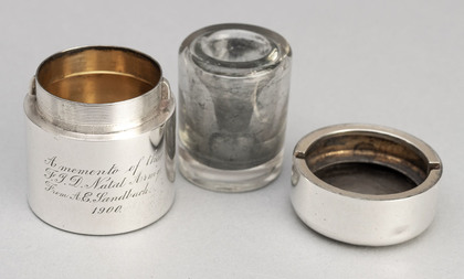 Boer War Antique Silver Travelling Inkwell - F.I.D. Natal Army, Major General A.E Sandbach, Sampson Mordan