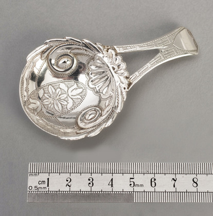 Georgian Silver Caddy Spoon - John Lawrence & Co, Bifurcated Handle