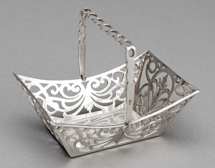 Antique Silver Miniature Swing Handled Basket - Williams Ltd