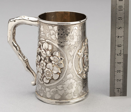Chinese Export Silver Christening Mug - Dragon, Prunus, Khecheong