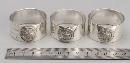 Natal Rifle Association Semper Paratus Sterling Silver Trophy Napkin Rings -Emma Thresh, Murray-Smith Memorial, Royston Memorial