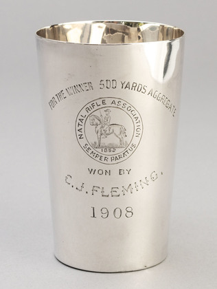 Natal Rifle Association Semper Paratus Sterling Silver Trophy Mug - Winner 500 Yards Aggregate, C.J. Fleming
