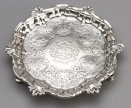George II Silver Salver - Spero Infestis Metuo Secundis, Ludlow, Riley, Ellerton Stewart, - William Peaston
