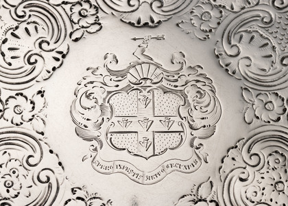 George II Silver Salver - Spero Infestis Metuo Secundis, Ludlow, Riley, Ellerton Stewart, - William Peaston
