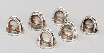 Sterling Silver Novelty Horseshoe Menu or Place Card Holders (Set of 6 in original box) - Mappin & Webb